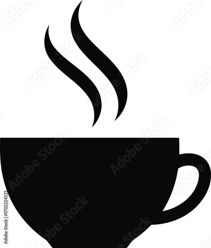 Steaming coffee cup icon simple silhouette hot beverage drink symbol vector