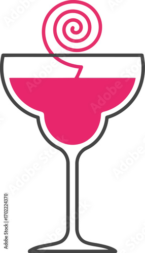 Vibrant pink cocktail margarita glass swirl festive celebration drink vector