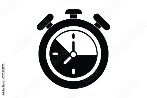 Isolated Black Timer Design on White Background with Short Time