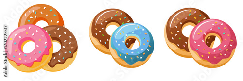 Colorful donut icon, round shaped donut, vector illustration — simple image of a donut, perfect for donut logos and icons.