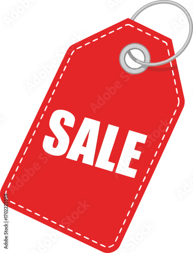 Red sale tag icon isolated vector illustration for retail promotion vector