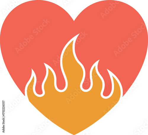 Passionate heart flame icon love symbol burning passion vector
