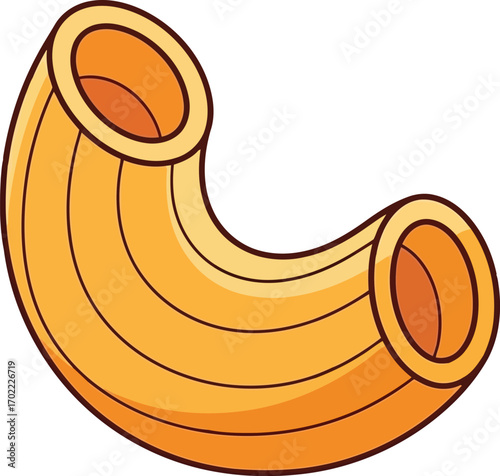 Elbow macaroni pasta isolated simple cartoon food illustration vector