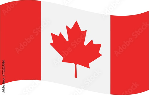 Waving canadian flag maple leaf national symbol red white patriotism vector