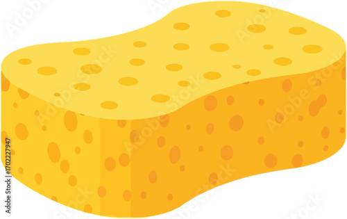 Bright yellow kitchen sponge cleaning tool household item vector