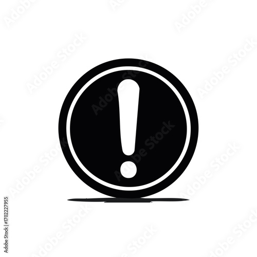Black exclamation point icon in a circle, signifying alert or warning.