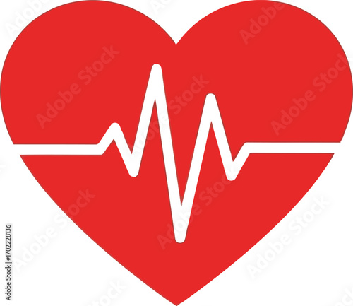 Red heartbeat cardiogram vector symbol health care medical science vector