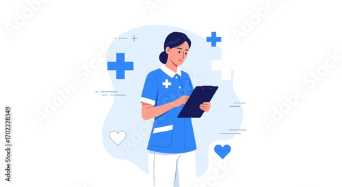 A Healthcare Professional Writing Notes On Clipboard Ready For Patient Care And Treatment