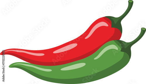 Vibrant red green chili peppers fresh spicy ingredients food photography vector