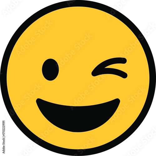Smiling winking emoji face happy joyful expression cartoon icon vector