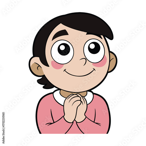 A vector art of cartoon Shy Admiration