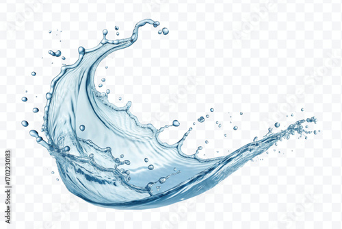 realistic 3d fresh water splash in wavy style isolated on transparent background
