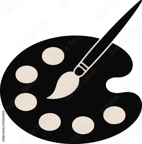 Palette with brushes for painting illustration