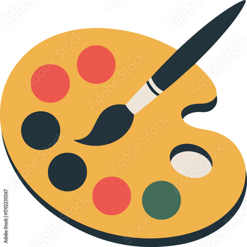 Palette with paintbrushes and colorful paints illustration