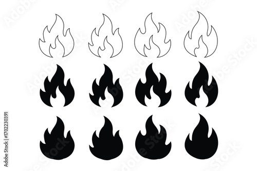 Fire icon vector set. Fire flame icon template. Fire flames symbol vector. Fire flames, set vector icons