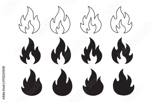 Fire icon vector set. Fire flame icon template. Fire flames symbol vector. Fire flames, set vector icons