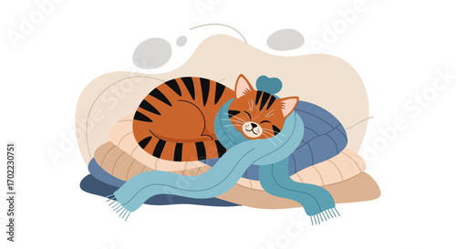 A Snuggly Feline Enveloped In Cozy Comfort And Serene Slumbering Bliss