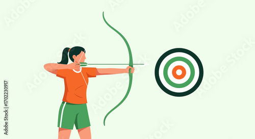 Archer Aims Steadily At The Bullseye, Ready To Achieve Peak Accuracy And Focus