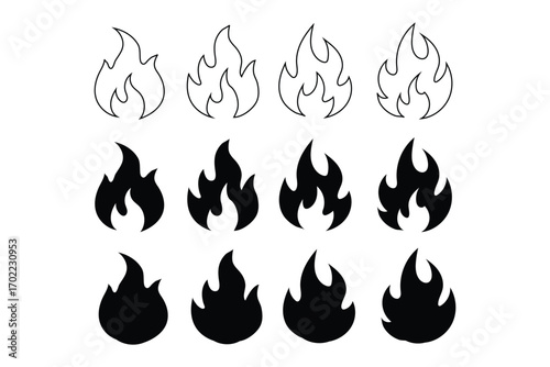Fire icon vector set. Fire flame icon template. Fire flames symbol vector. Fire flames, set vector icons