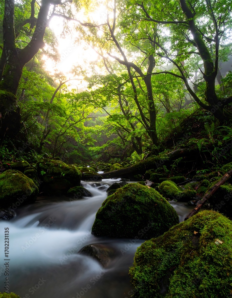 Obraz premium Misty forest stream (3)