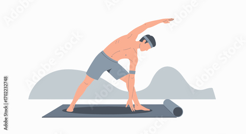 Athletic Individual Stretching During A Yoga Exercise Demonstrating Flexibility And Healthiness