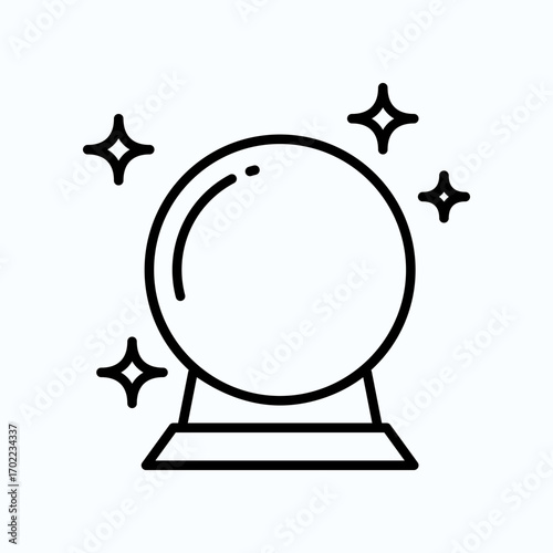 Minimalistic Line Design of a Crystal Ball with Shining Stars