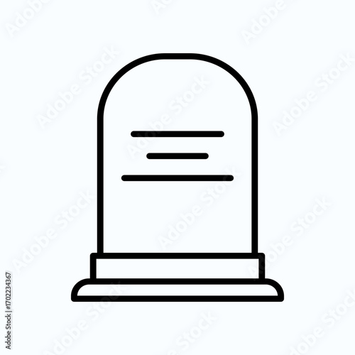 Minimalistic Outline Illustration of a Tombstone on a White Background