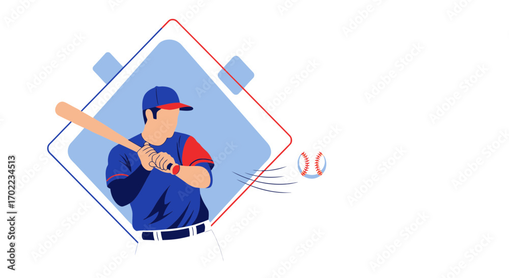 Fototapeta premium Baseball player hitting a ball vector illustration on a white background for sports graphic