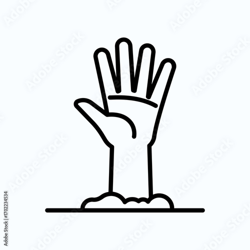 Illustration of a Hand Emerging From the Ground Expressing Help and Survival