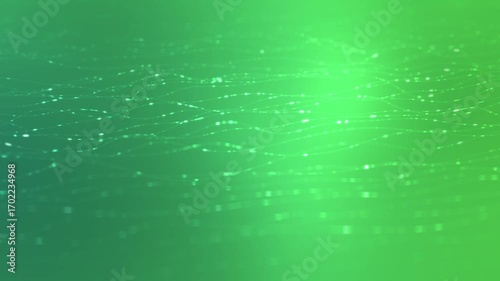 Abstract Green Video with Flowing Lines and Sparkling Particles