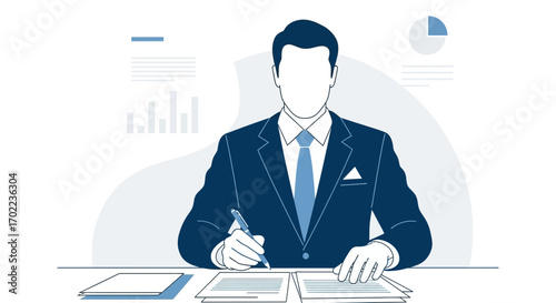 Business Professional Attending To Important Documents And Financial Agreements