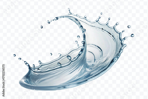 realistic 3d fresh water splash in wavy style isolated on transparent background
