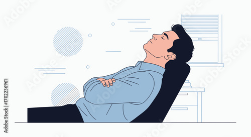 Businessman Relaxing At Work, Resting on an Office Chair vector illustration