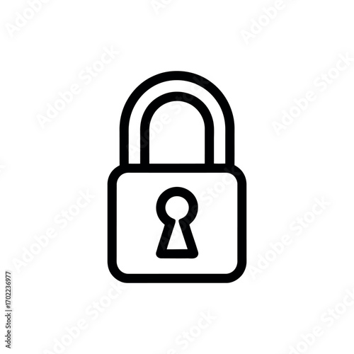 Simple black outline of a modern padlock icon on a white background