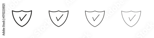 Shield check icon vector graphics. black style vector icons