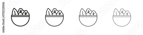 Salad icon vector graphics. black style vector icons
