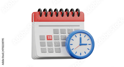 Time Management Calendar Icon Transparent Background 3D Render