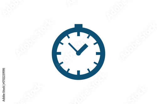 Minimal Blue Stop Watch on White Background Time Icon Design