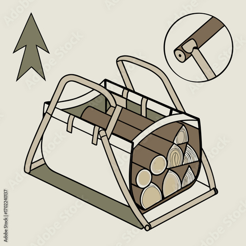 Beige Canvas Folding Log Carrier for Firewood