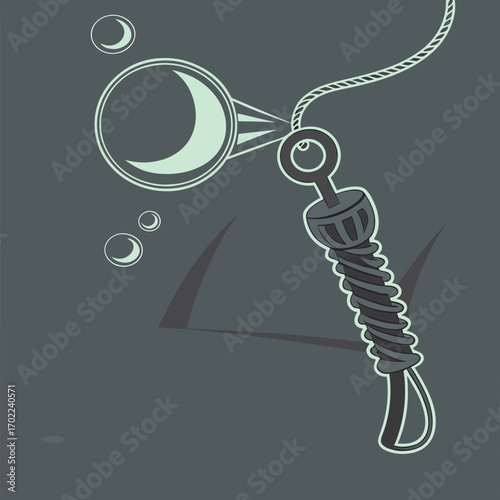 Crescent Moon Bubble Wand Illustration