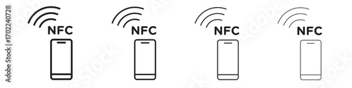 NFC communication icon vector graphics. black style vector icons