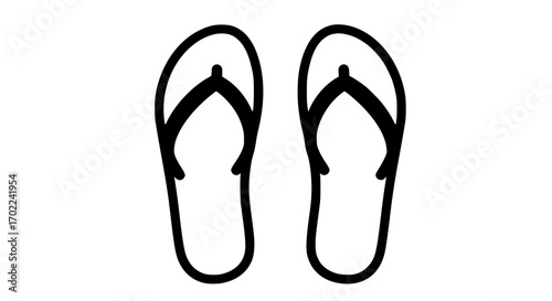 Pair of casual summer beach flip flops lying black 