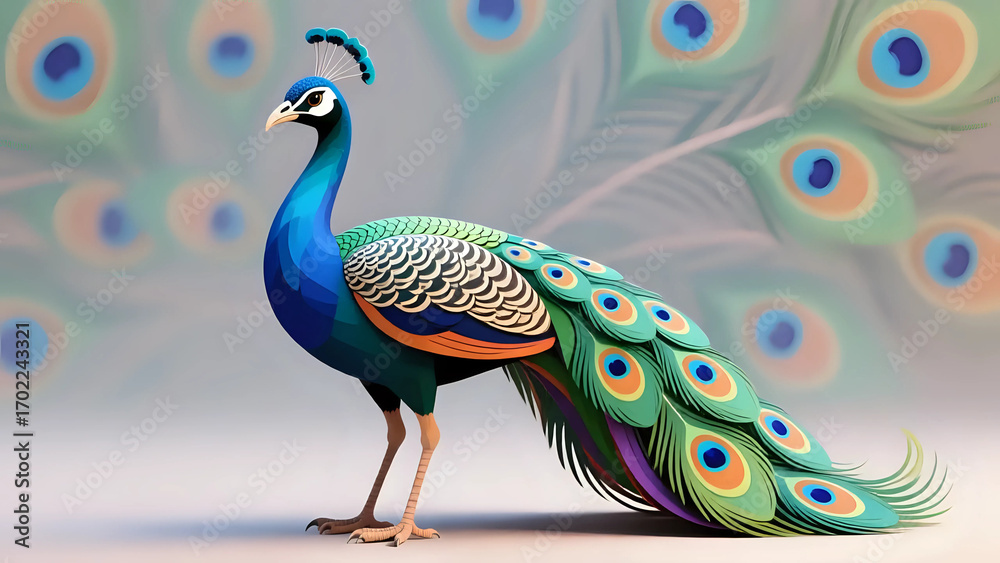 Fototapeta premium Peacock with feathers