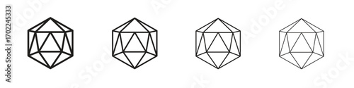 Dice d20 icon vector graphics. black style vector icons