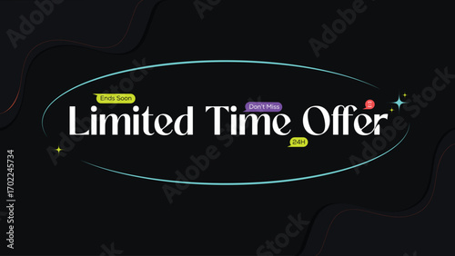 Limited Time Offer Banner with Modern Typography and Labels, 24hrs countdown