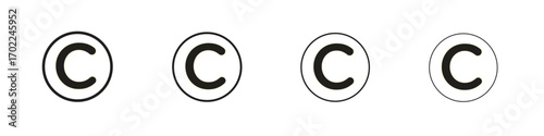 Copyright icon vector graphics. black style vector icons