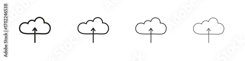 Cloud upload icon vector graphics. black style vector icons
