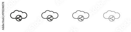 Cloud share icon vector graphics. black style vector icons