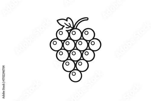 Minimalist Grape Cluster on White Background Icon Design
