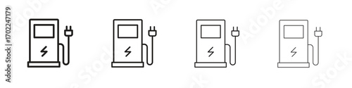 Charging station icon vector graphics. black style vector icons